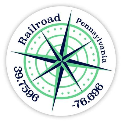 Railroad Pennsylvania 2-Inch Vinyl Decal Sticker Latitude Longitude Compass Design