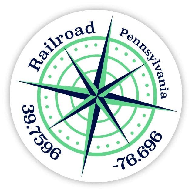 Railroad Pennsylvania 2-Inch Vinyl Decal Sticker Latitude Longitude Compass Design