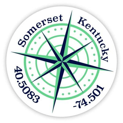Somerset Kentucky 2-Inch Vinyl Decal Sticker Latitude Longitude Compass Design