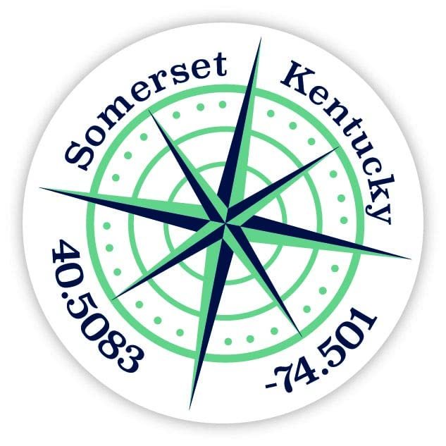 Somerset Kentucky 2-Inch Vinyl Decal Sticker Latitude Longitude Compass Design