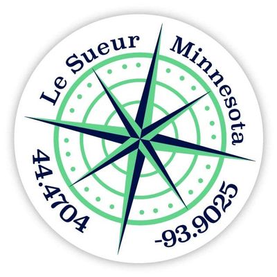 Le Sueur Minnesota 2-Inch Vinyl Decal Sticker Latitude Longitude Compass Design