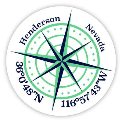 Henderson Nevada 2-Inch Vinyl Decal Sticker Latitude Longitude Compass Design