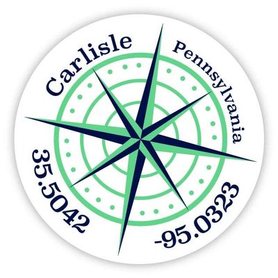 Carlisle Pennsylvania 2-Inch Vinyl Decal Sticker Latitude Longitude Compass Design