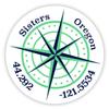 Sisters Oregon 2-Inch Vinyl Decal Sticker Latitude Longitude Compass Design view 1