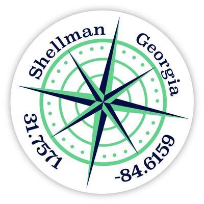 Shellman Georgia 2-Inch Vinyl Decal Sticker Latitude Longitude Compass Design