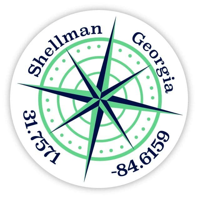 Shellman Georgia 2-Inch Vinyl Decal Sticker Latitude Longitude Compass Design