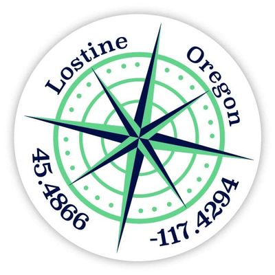 Lostine Oregon 2-Inch Vinyl Decal Sticker Latitude Longitude Compass Design