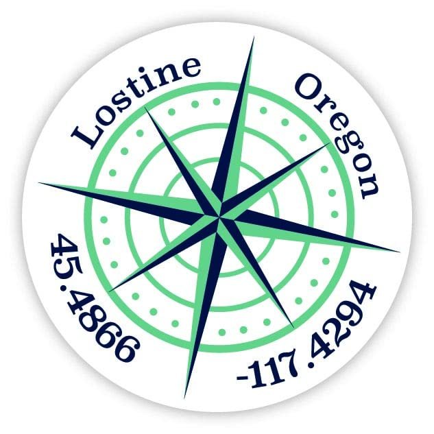Lostine Oregon 2-Inch Vinyl Decal Sticker Latitude Longitude Compass Design