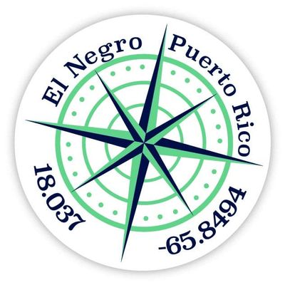 El Negro Puerto Rico 2-Inch Vinyl Decal Sticker Latitude Longitude Compass Design