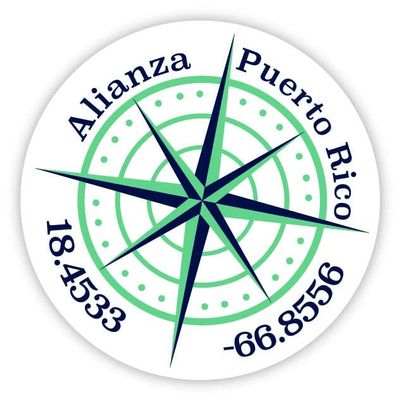 Alianza Puerto Rico 2-Inch Vinyl Decal Sticker Latitude Longitude Compass Design