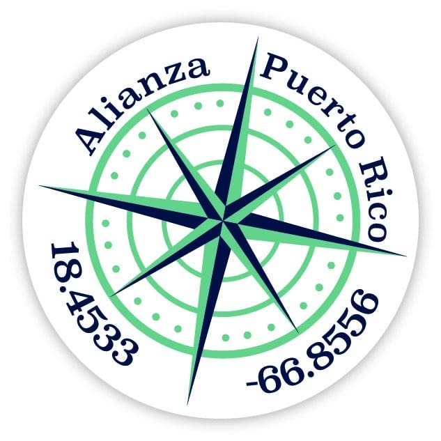 Alianza Puerto Rico 2-Inch Vinyl Decal Sticker Latitude Longitude Compass Design