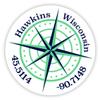 Hawkins Wisconsin 2-Inch Vinyl Decal Sticker Latitude Longitude Compass Design view 1