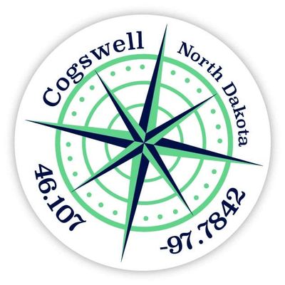 Cogswell North Dakota 2-Inch Vinyl Decal Sticker Latitude Longitude Compass Design