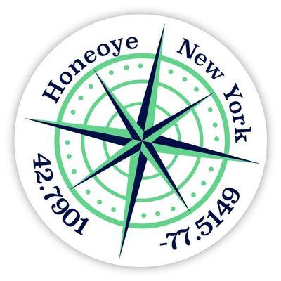 Honeoye New York 2-Inch Vinyl Decal Sticker Latitude Longitude Compass Design