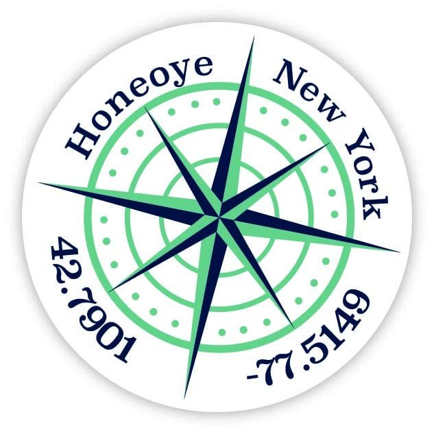 Honeoye New York 2-Inch Vinyl Decal Sticker Latitude Longitude Compass Design