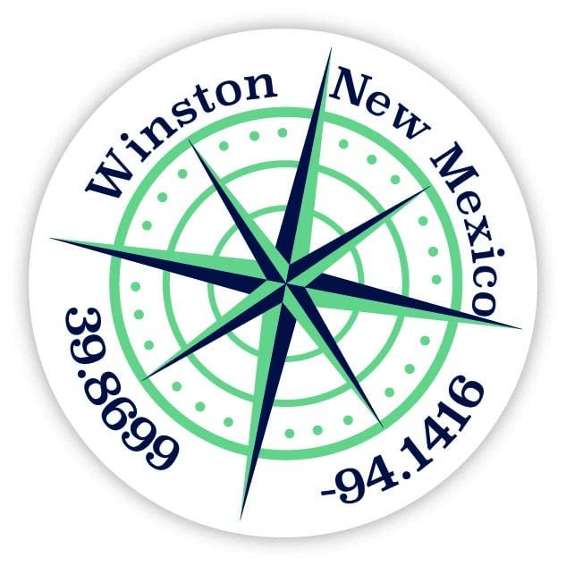 Winston New Mexico 2-Inch Vinyl Decal Sticker Latitude Longitude Compass Design