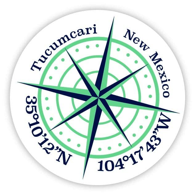 Tucumcari New Mexico 2-Inch Vinyl Decal Sticker Latitude Longitude Compass Design