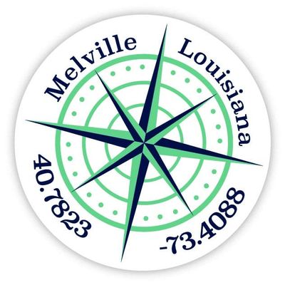 Melville Louisiana 2-Inch Vinyl Decal Sticker Latitude Longitude Compass Design