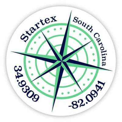 Startex South Carolina 2-Inch Vinyl Decal Sticker Latitude Longitude Compass Design