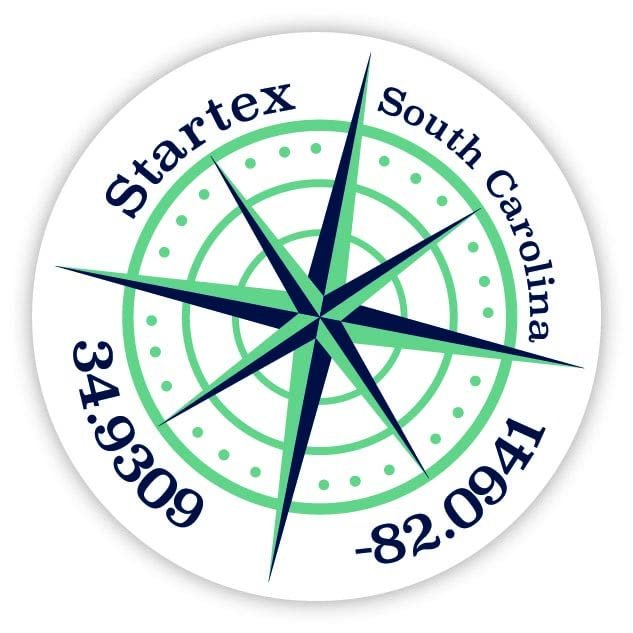 Startex South Carolina 2-Inch Vinyl Decal Sticker Latitude Longitude Compass Design