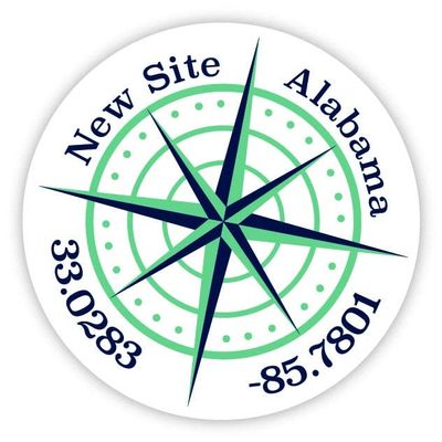 New Site Alabama 2-Inch Vinyl Decal Sticker Latitude Longitude Compass Design