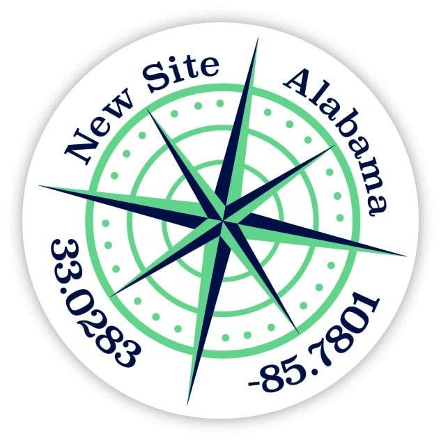 New Site Alabama 2-Inch Vinyl Decal Sticker Latitude Longitude Compass Design
