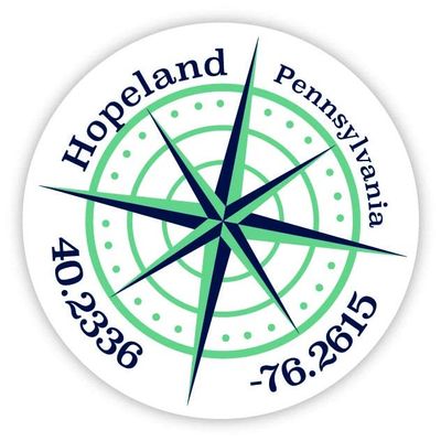 Hopeland Pennsylvania 2-Inch Vinyl Decal Sticker Latitude Longitude Compass Design