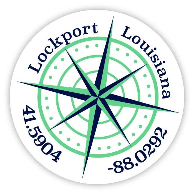Lockport Louisiana 2-Inch Vinyl Decal Sticker Latitude Longitude Compass Design