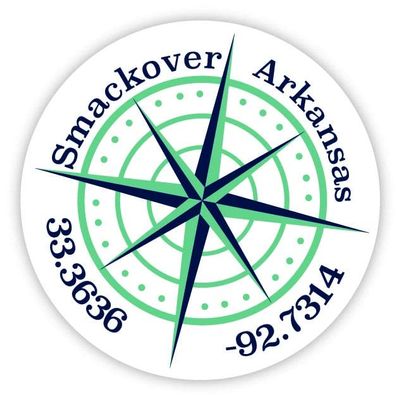 Smackover Arkansas 2-Inch Vinyl Decal Sticker Latitude Longitude Compass Design