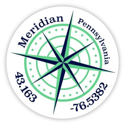 Meridian Pennsylvania 2-Inch Vinyl Decal Sticker Latitude Longitude Compass Design