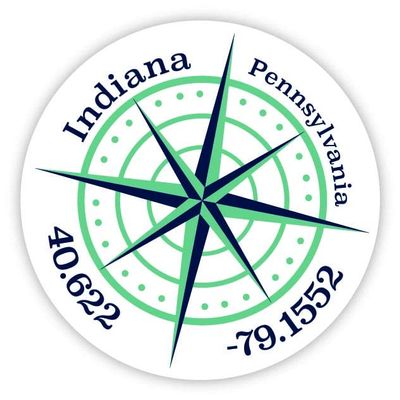 Indiana Pennsylvania 2-Inch Vinyl Decal Sticker Latitude Longitude Compass Design