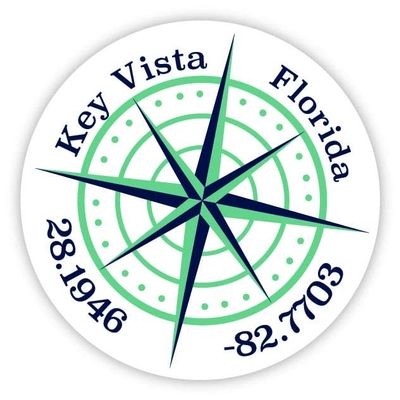 Key Vista Florida 2-Inch Vinyl Decal Sticker Latitude Longitude Compass Design