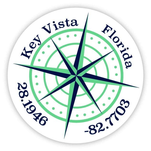 Key Vista Florida 2-Inch Vinyl Decal Sticker Latitude Longitude Compass Design