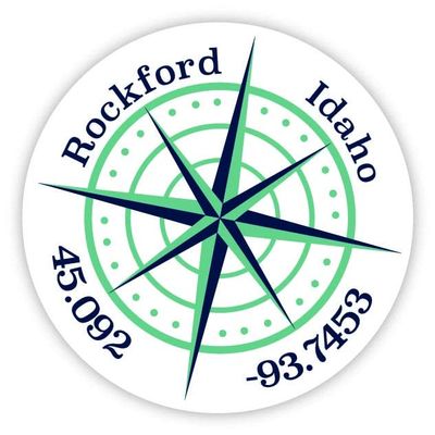 Rockford Idaho 2-Inch Vinyl Decal Sticker Latitude Longitude Compass Design