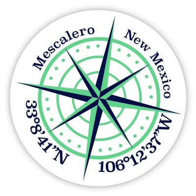 Mescalero New Mexico 2-Inch Vinyl Decal Sticker Latitude Longitude Compass Design