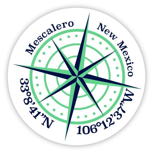Mescalero New Mexico 2-Inch Vinyl Decal Sticker Latitude Longitude Compass Design