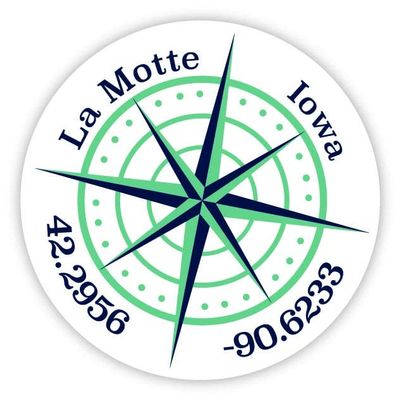 La Motte Iowa 2-Inch Vinyl Decal Sticker Latitude Longitude Compass Design