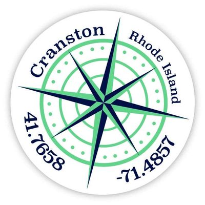 Cranston Rhode Island 2-Inch Vinyl Decal Sticker Latitude Longitude Compass Design