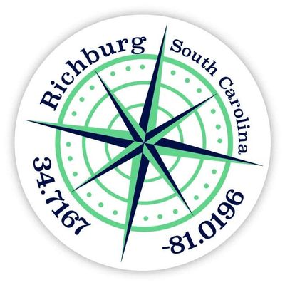 Richburg South Carolina 2-Inch Vinyl Decal Sticker Latitude Longitude Compass Design