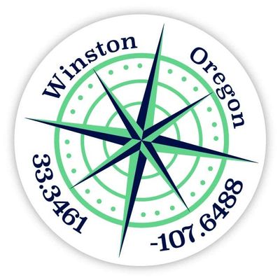 Winston Oregon 2-Inch Vinyl Decal Sticker Latitude Longitude Compass Design