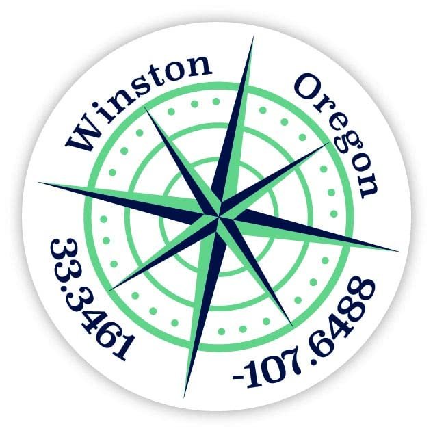 Winston Oregon 2-Inch Vinyl Decal Sticker Latitude Longitude Compass Design