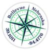 Bellevue Nebraska 2-Inch Vinyl Decal Sticker Latitude Longitude Compass Design view 1