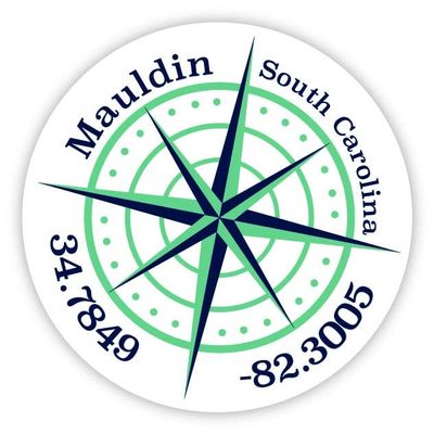 Mauldin South Carolina 2-Inch Vinyl Decal Sticker Latitude Longitude Compass Design