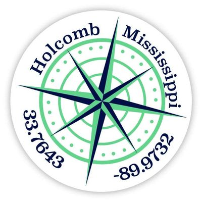 Holcomb Mississippi 2-Inch Vinyl Decal Sticker Latitude Longitude Compass Design