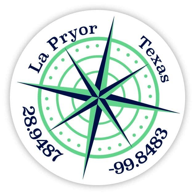 La Pryor Texas 2-Inch Vinyl Decal Sticker Latitude Longitude Compass Design