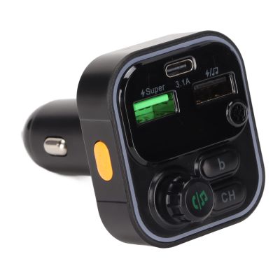 Sanpyl Bluetooth 5.0 FM Transmitter,Bluetooth FM Transmitter Radio Adapter Car Kit Super Fast RGB Car Player Charger Support U Disk TF Card(C16 Black)