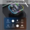 Sanpyl Bluetooth 5.0 FM Transmitter,Bluetooth FM Transmitter Radio Adapter Car Kit Super Fast RGB Car Player Charger Support U Disk TF Card(C16 Black) view 2