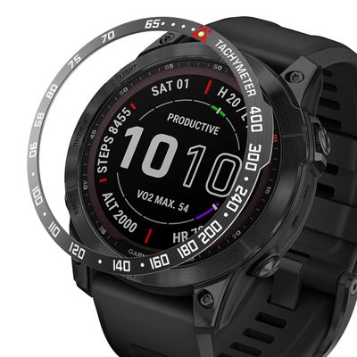 BAIHUIAM Bezel Ring Compatiable with Garmin Fenix 7X, Stainless Steel Bezel Ring Adhesive Cover Anti Scratch & Collision Protector for Garmin Fenix 7X Sapphire Solar (Black - Not for 7/7S)