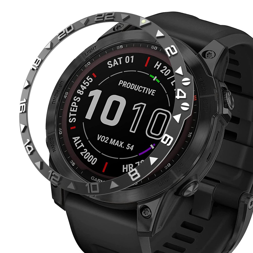 BAIHUIAM Bezel Ring Compatiable with Garmin Fenix 7X, Stainless Steel Bezel Ring Adhesive Cover Anti Scratch & Collision Protector for Garmin Fenix 7X Sapphire Solar (Black - Not for 7/7S)