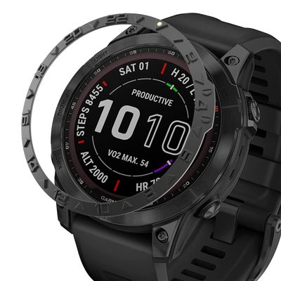 BAIHUIAM Bezel Ring Compatible with Garmin Fenix 7 Series, Stainless Steel Bezel Ring Adhesive Cover Anti Scratch & Collision Protector, Black